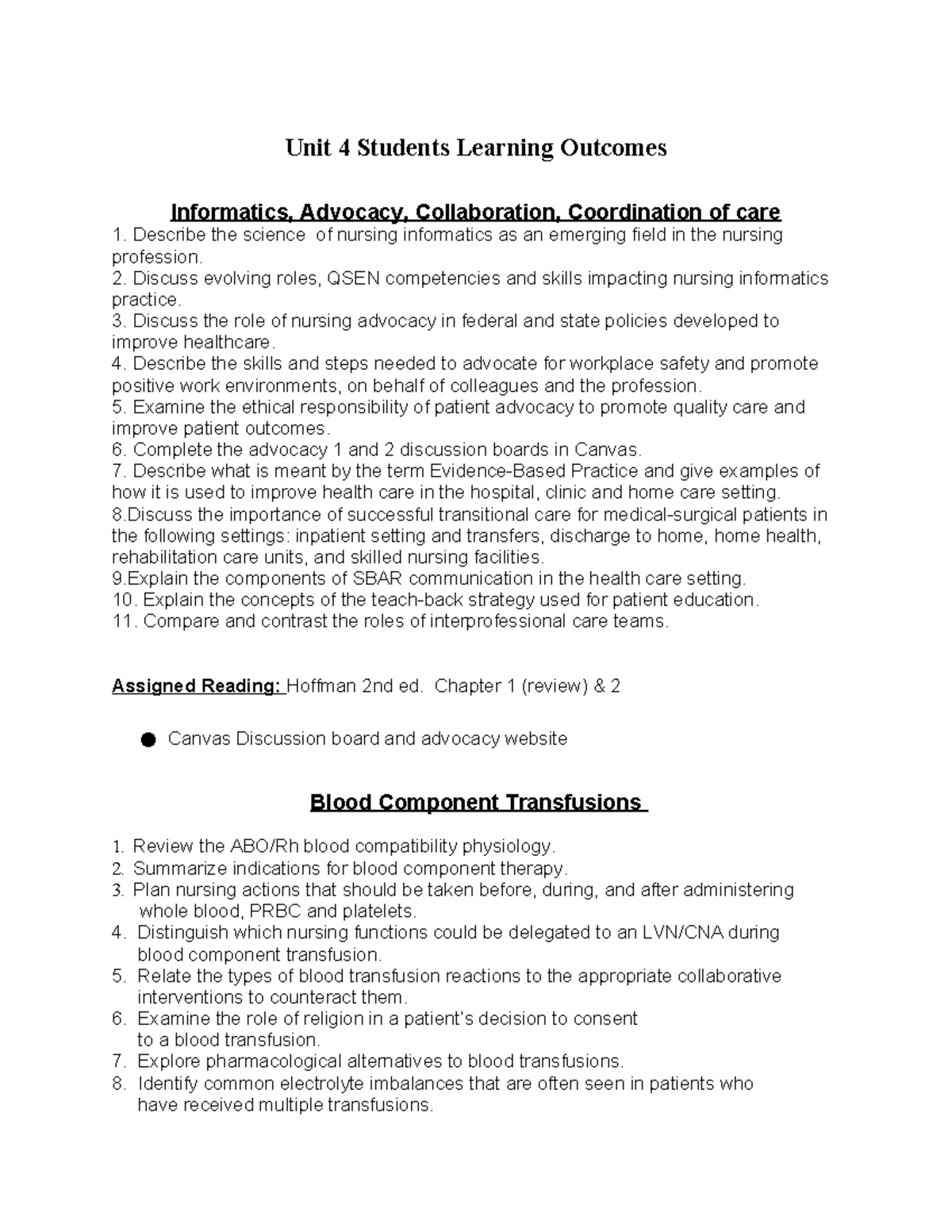 Unit 4 Students Learning Outcomes - Unit 4 Students Learning Outcomes ...