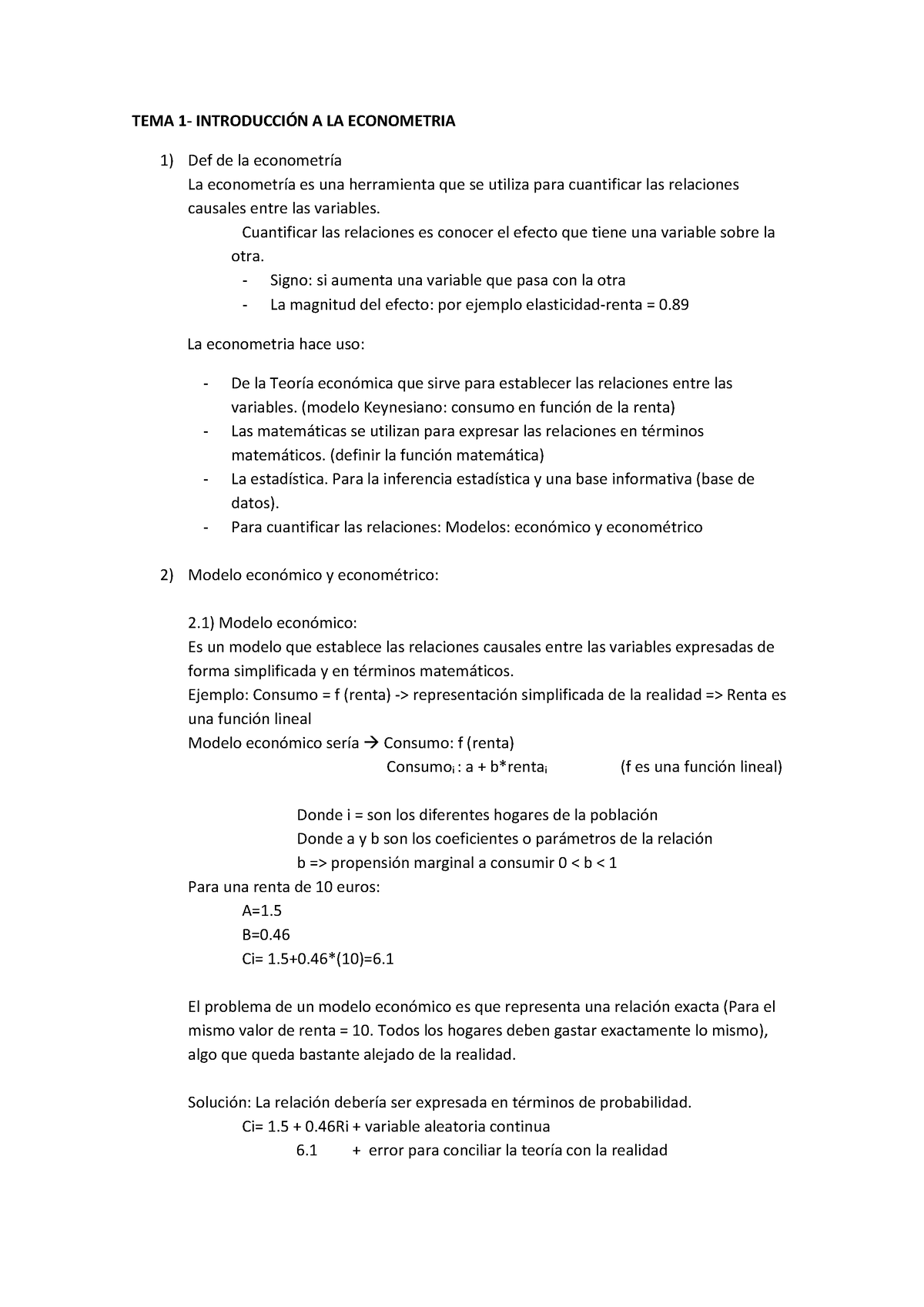 TEMA 1 - Apuntes Tema 1 Econometria - TEMA 1- INTRODUCCIÓN A LA ...