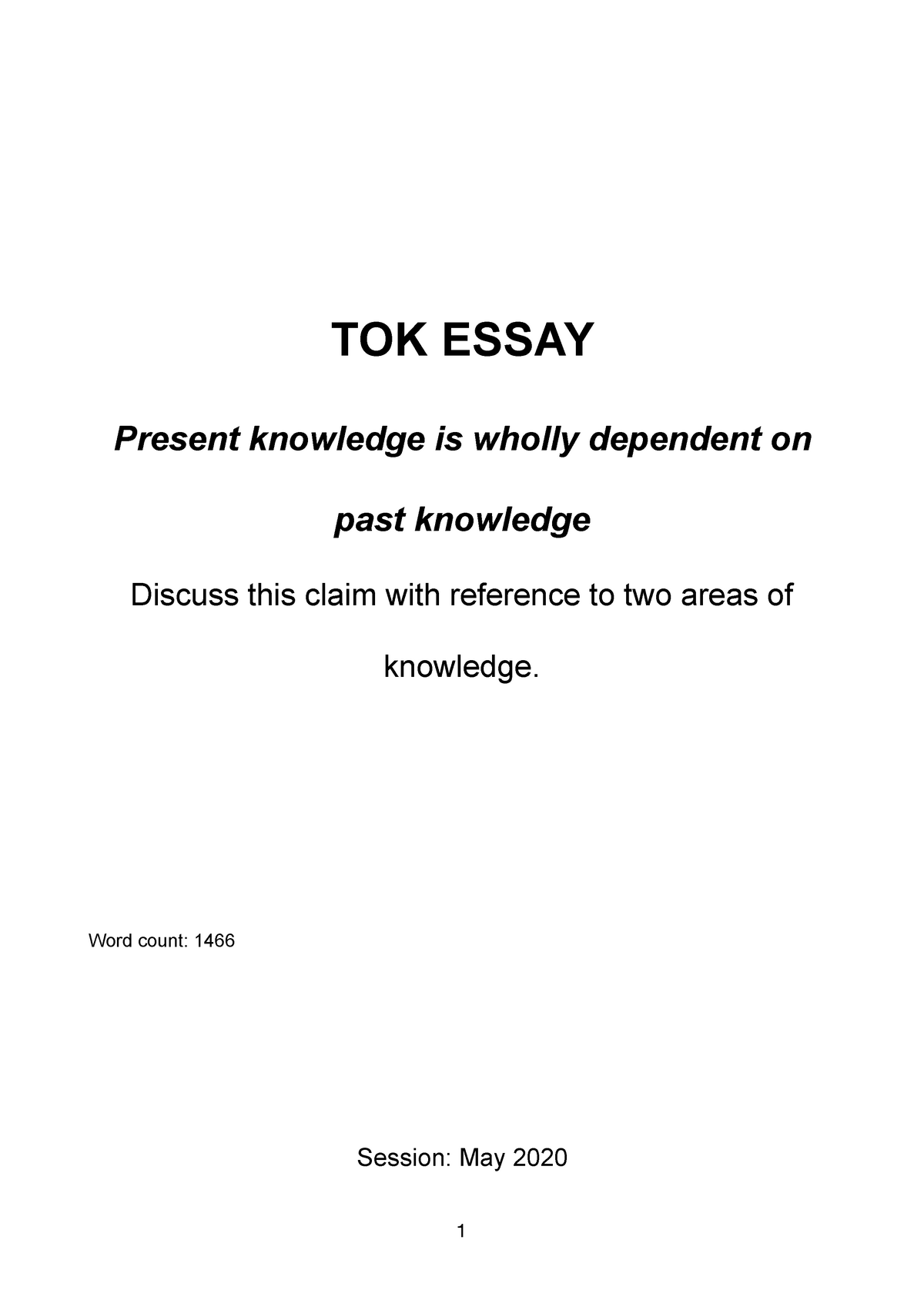 tok essay reflections