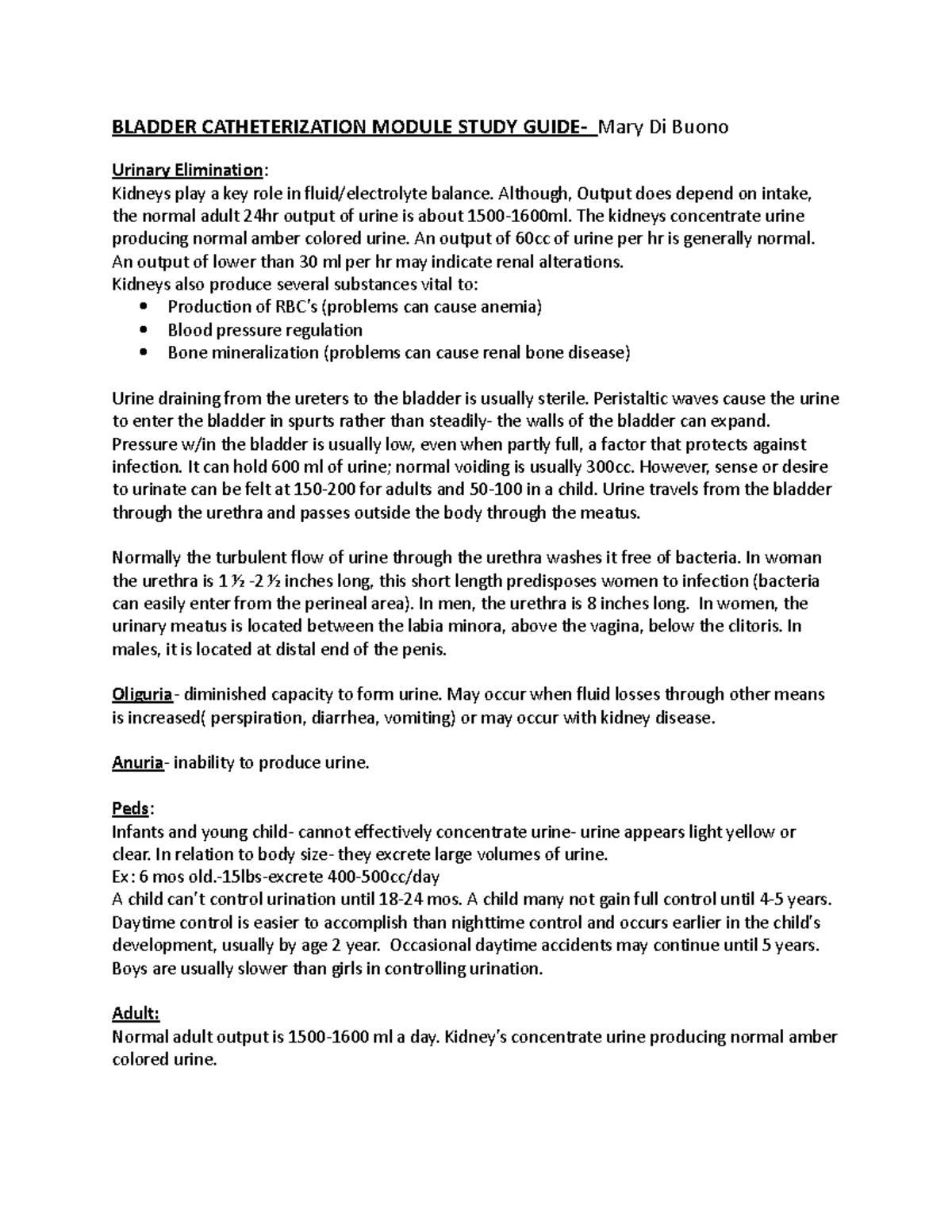Bladder Catheterization Module Study - Studocu