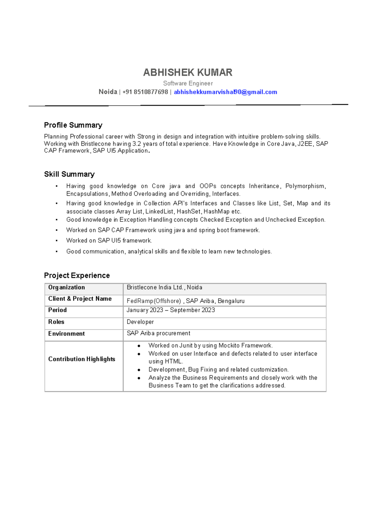 Abhishek Resume - Summary Liverpool business school - ABHISHEK KUMAR ...