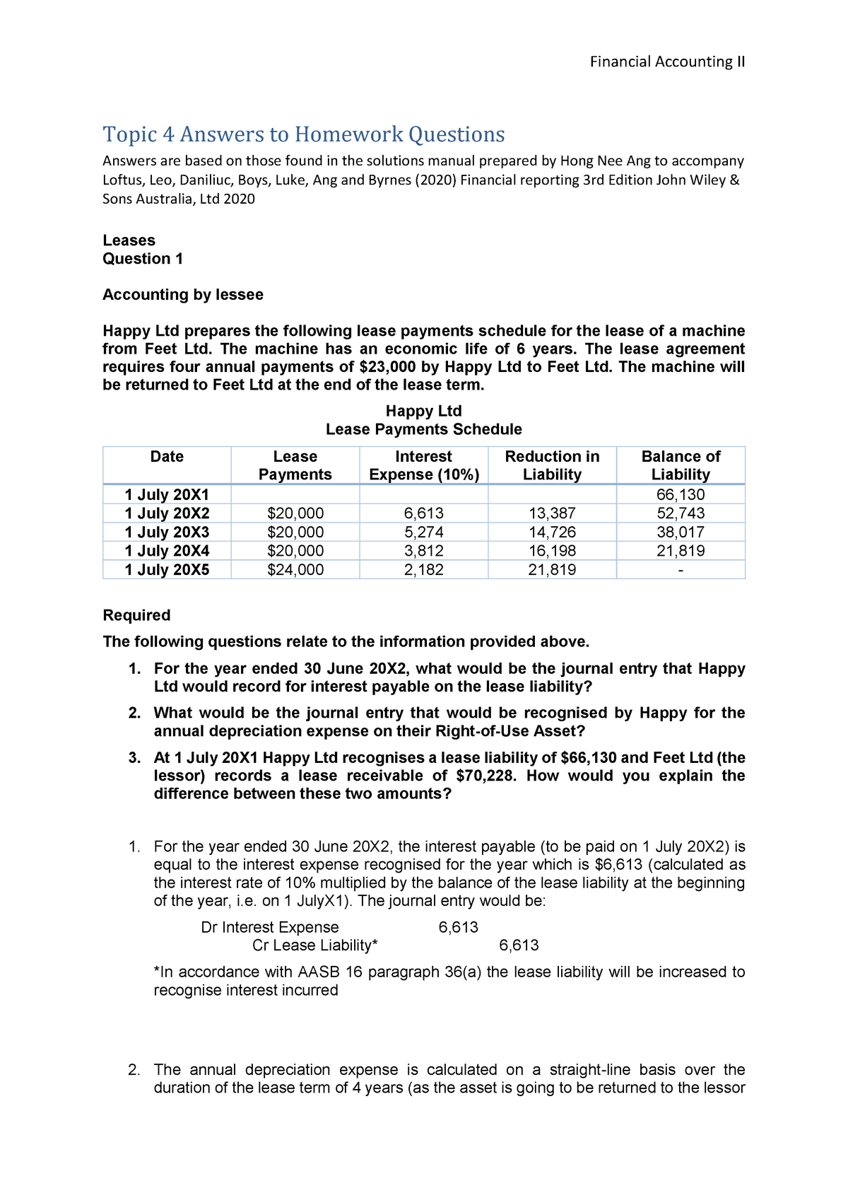 Topic 4 Homework Question 1 And Answer-1 - Financial Accounting II ...