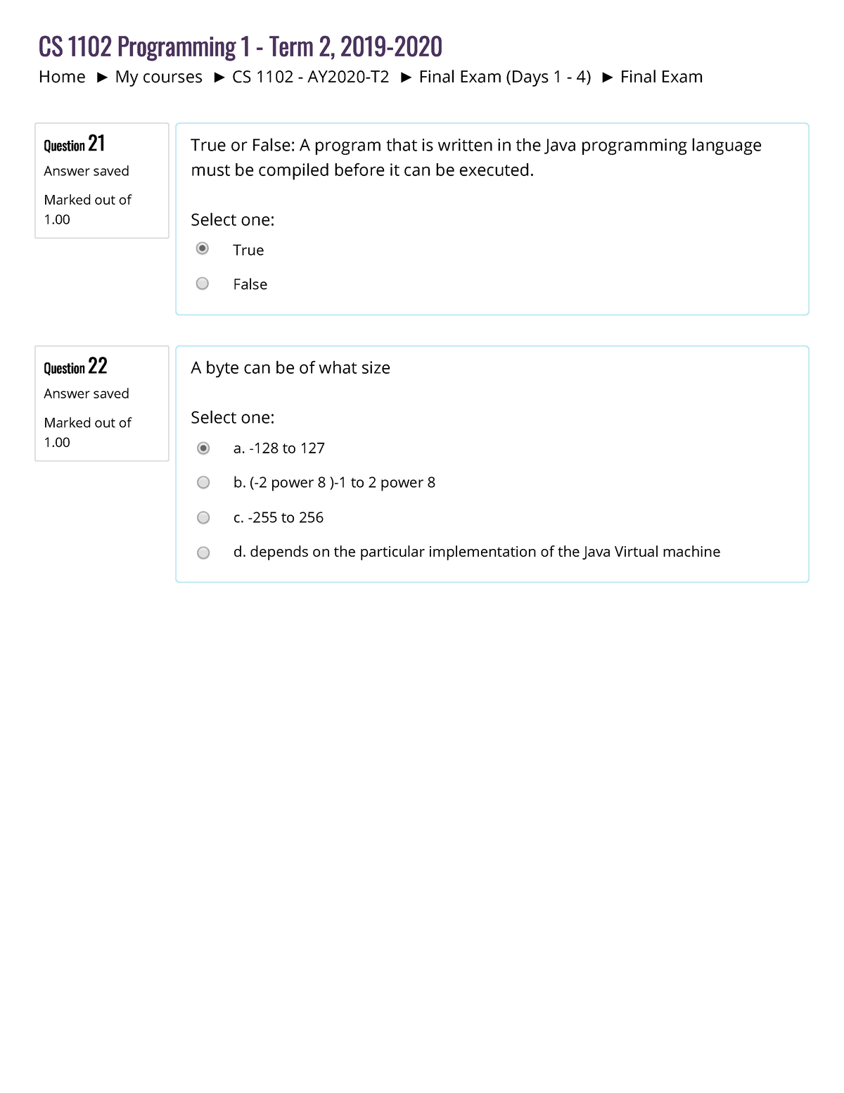 Final Exam 3 - CS 1102 - UoPeople - Studocu