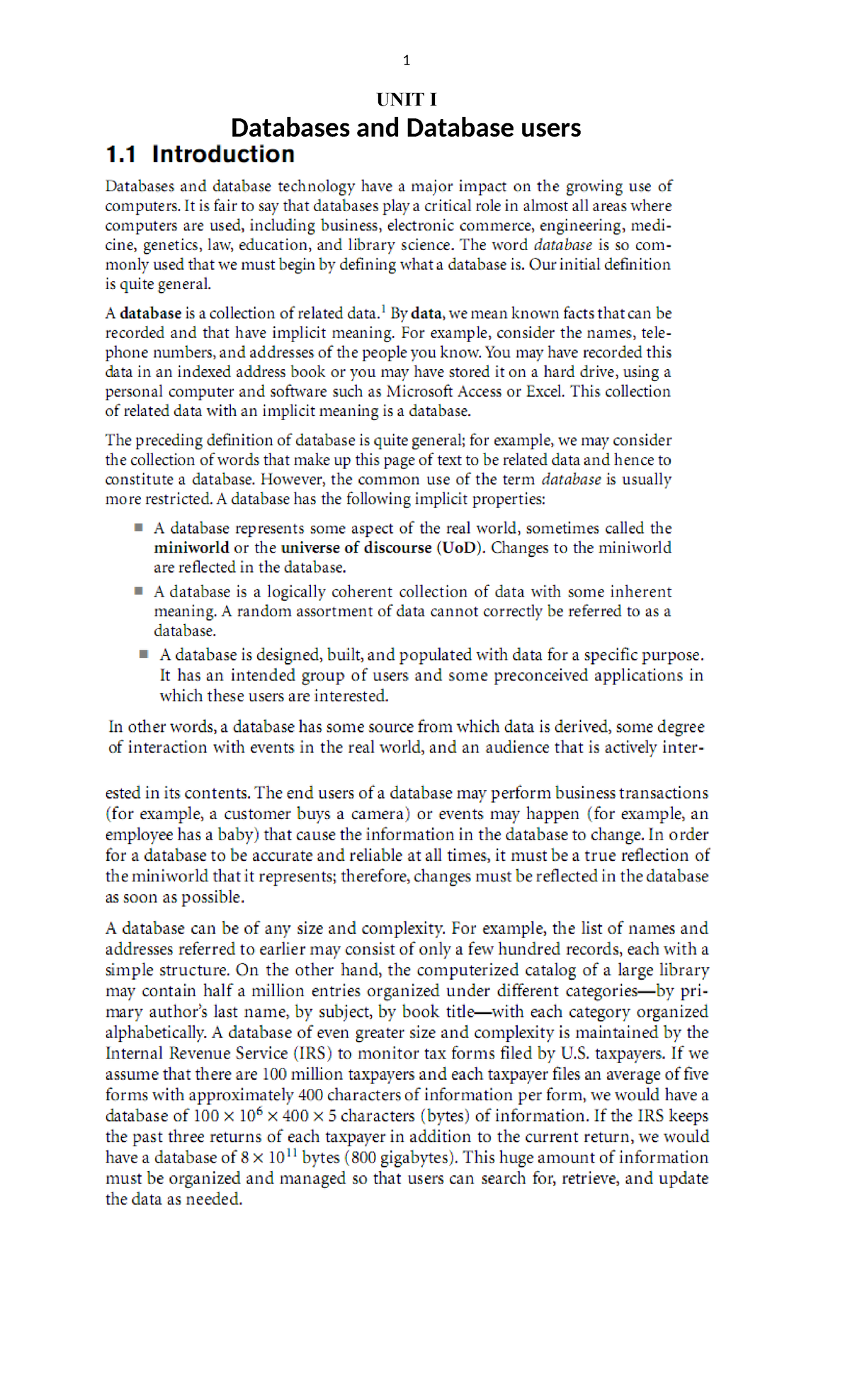 Unit i dbms notes hrmsmdmd advanced dbms lab unit i databases and