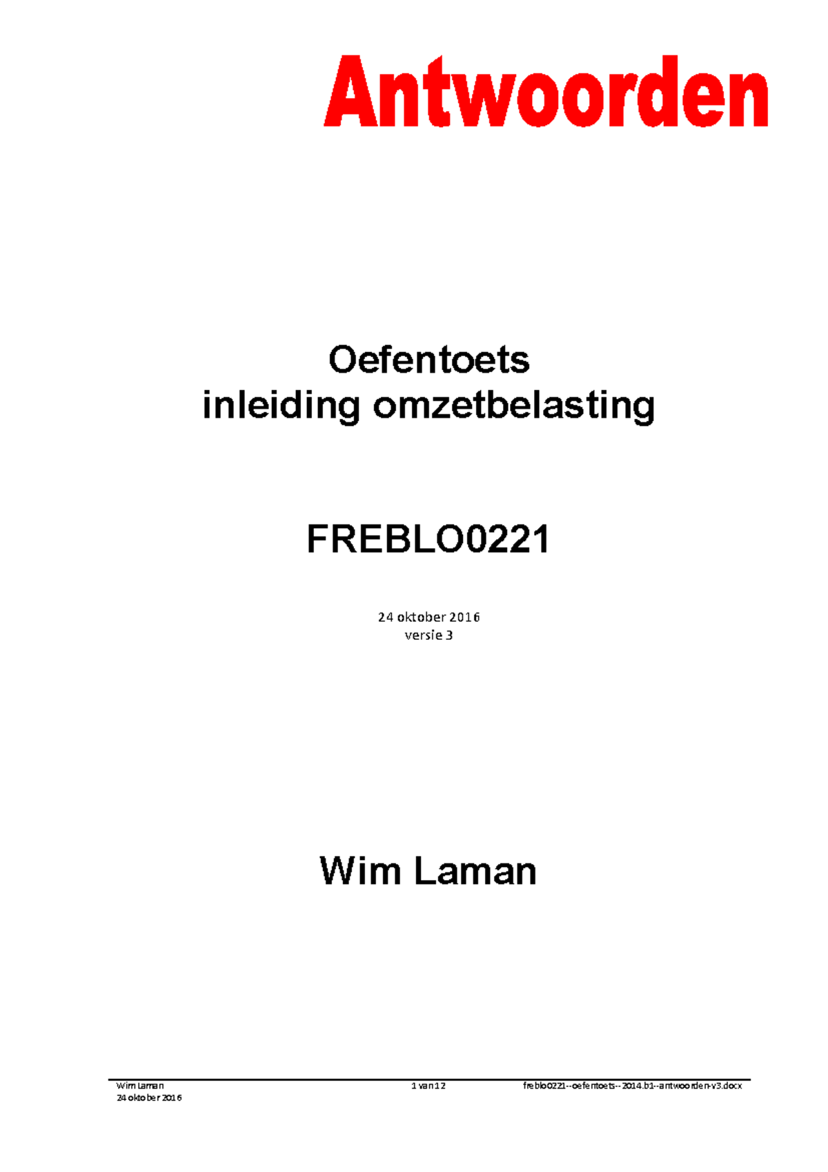 Proef/oefen Tentamen 2015, Vragen En Antwoorden - Oefentoets Inleiding ...