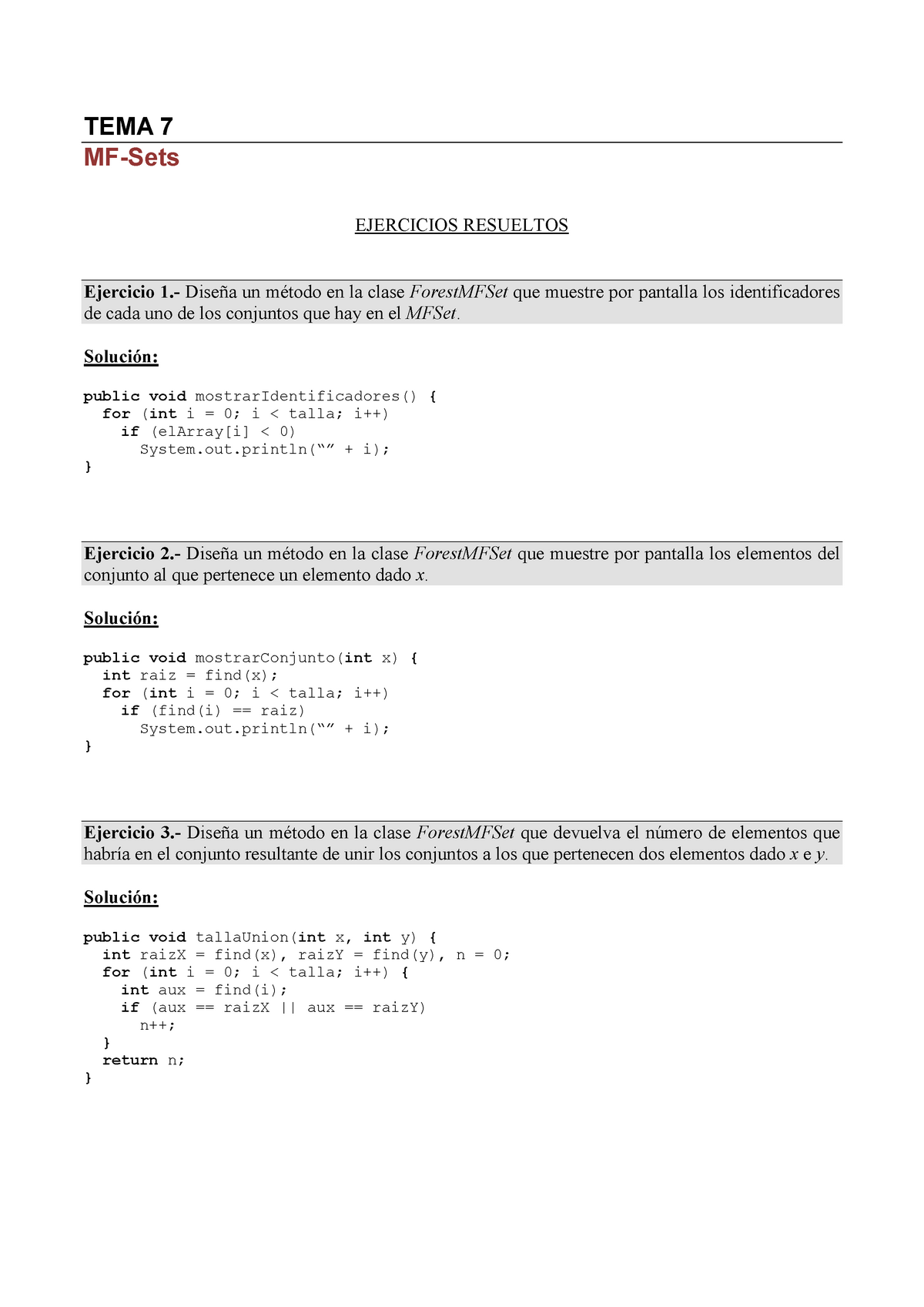 Ejercicios Resueltos En Java Mf Sets Y Grafos Tema 7 Ejercicios Resueltos Ejercicio Un En La 2692