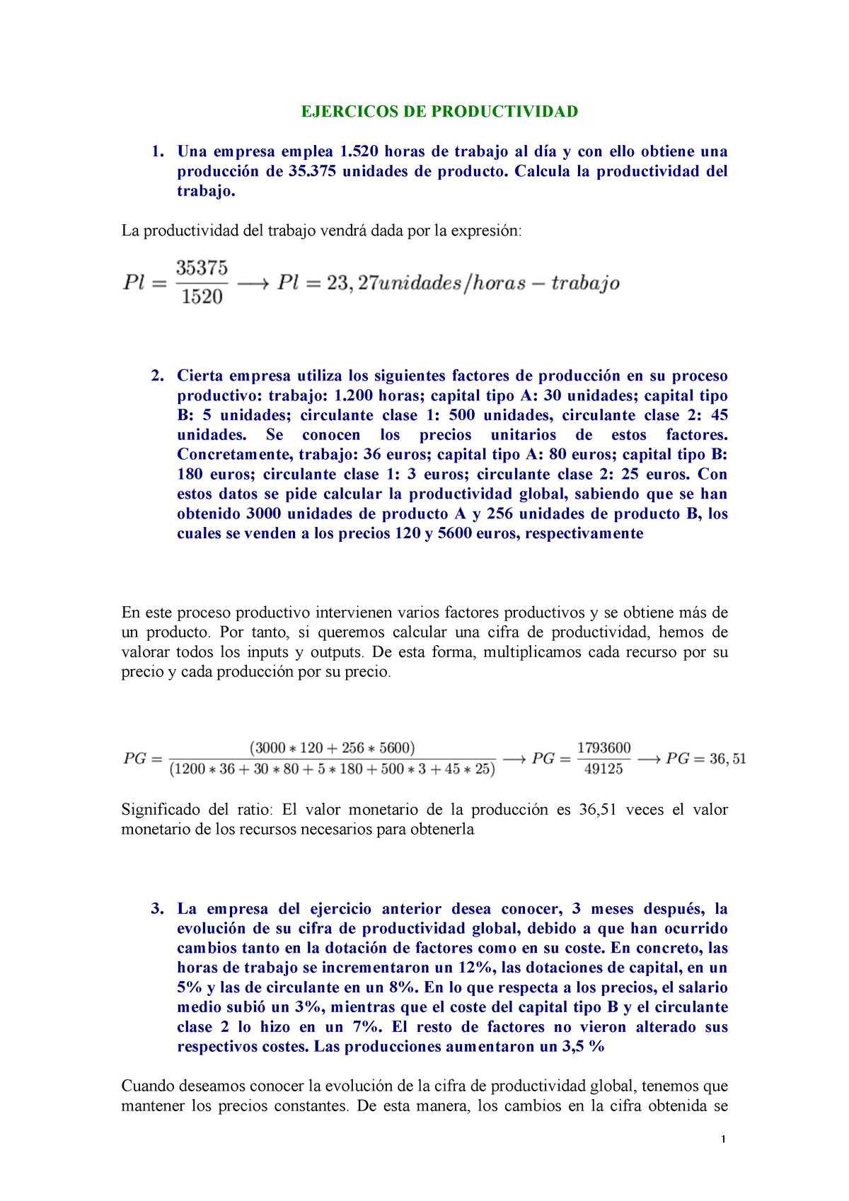 B Soluciones Productividad - EJERCICOS DE PRODUCTIVIDAD Una Empresa ...