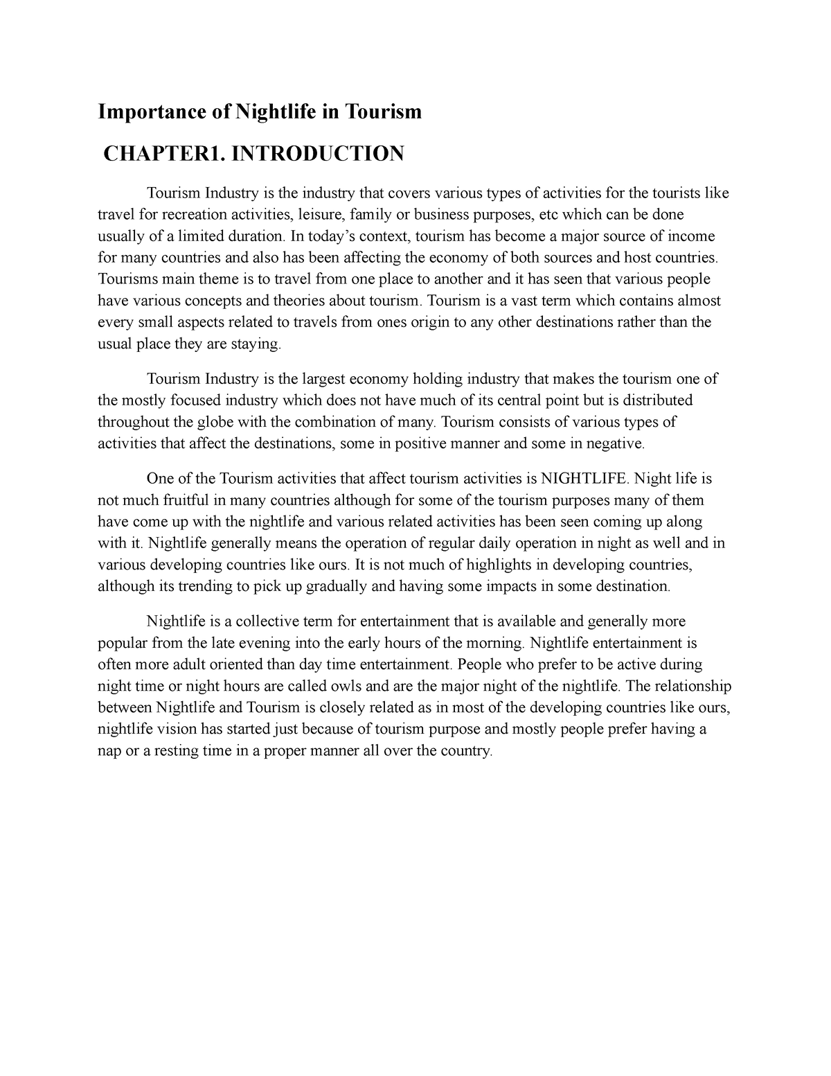 nightlife descriptive essay