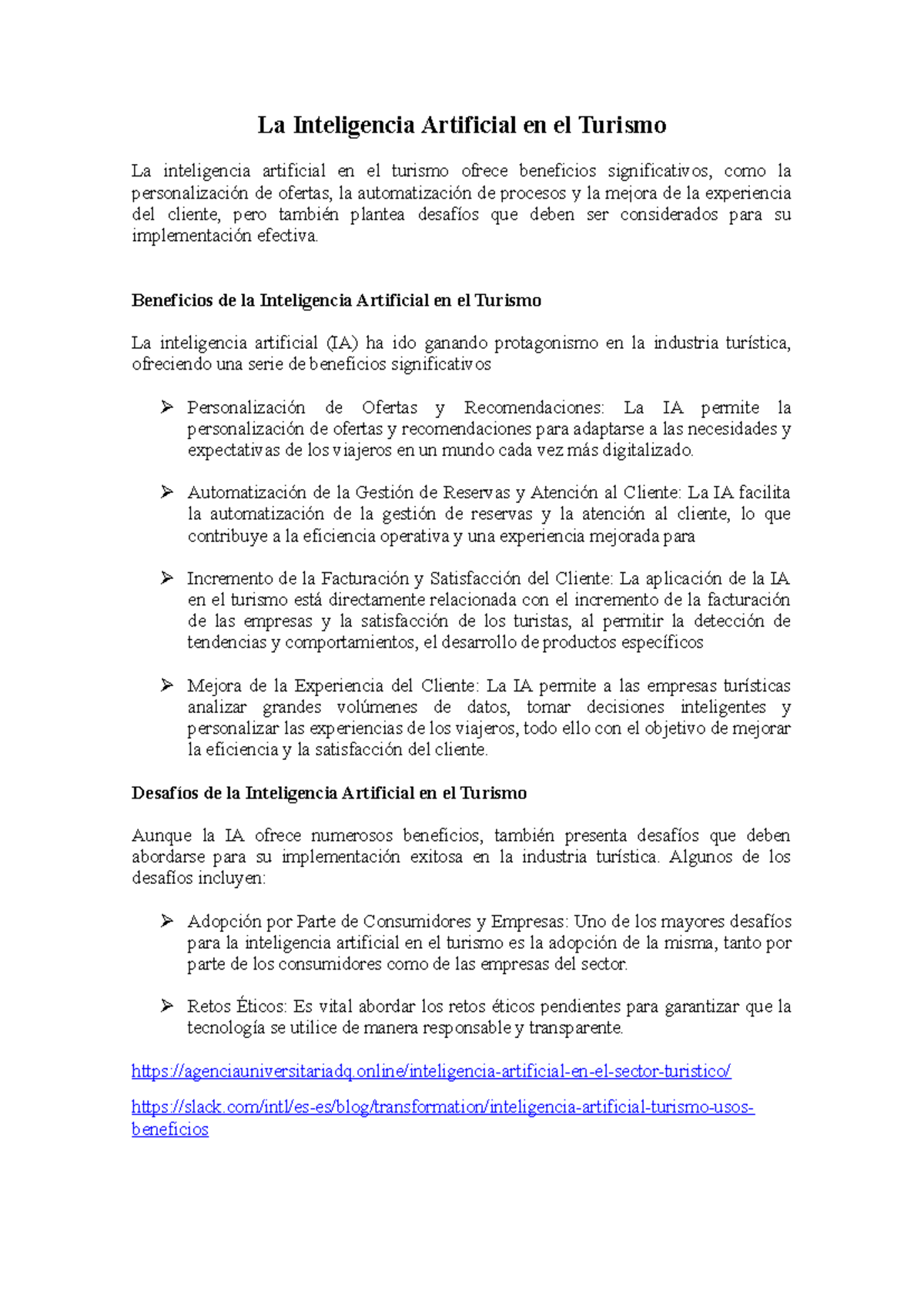La Inteligencia Artificial en el Turismo - Beneficios de la ...