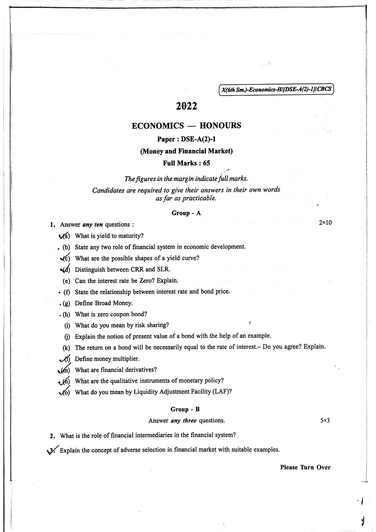 6th sem value education question paper