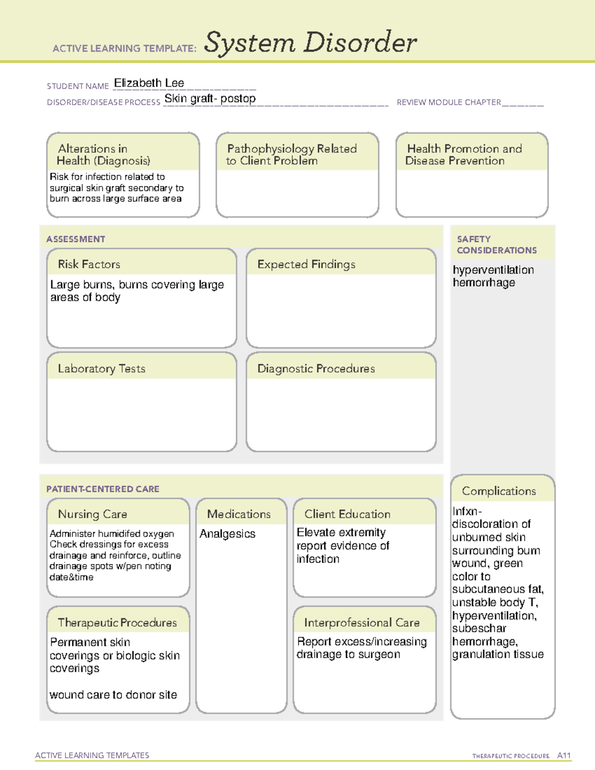 Postoperative Care for a Child Following a Skin Graft - ACTIVE LEARNING ...