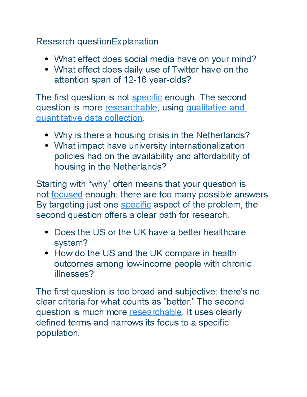 social media research questions examples