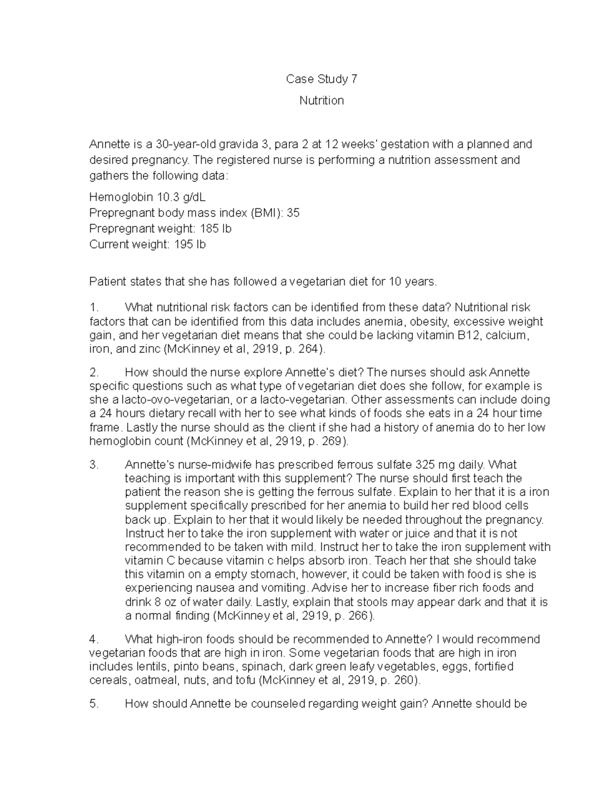 maternal child nursing case study