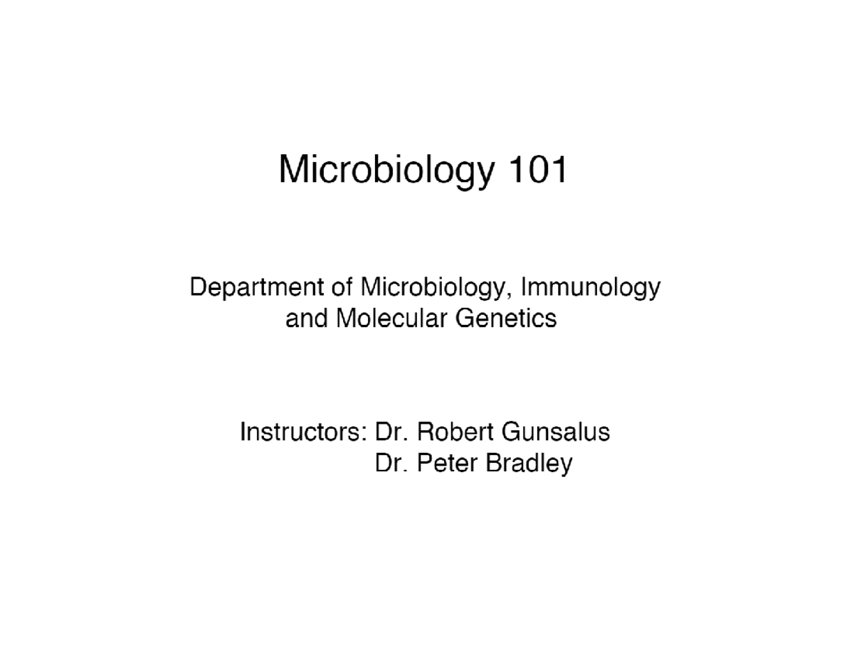 Microbiology 101 BIO 216 Studocu