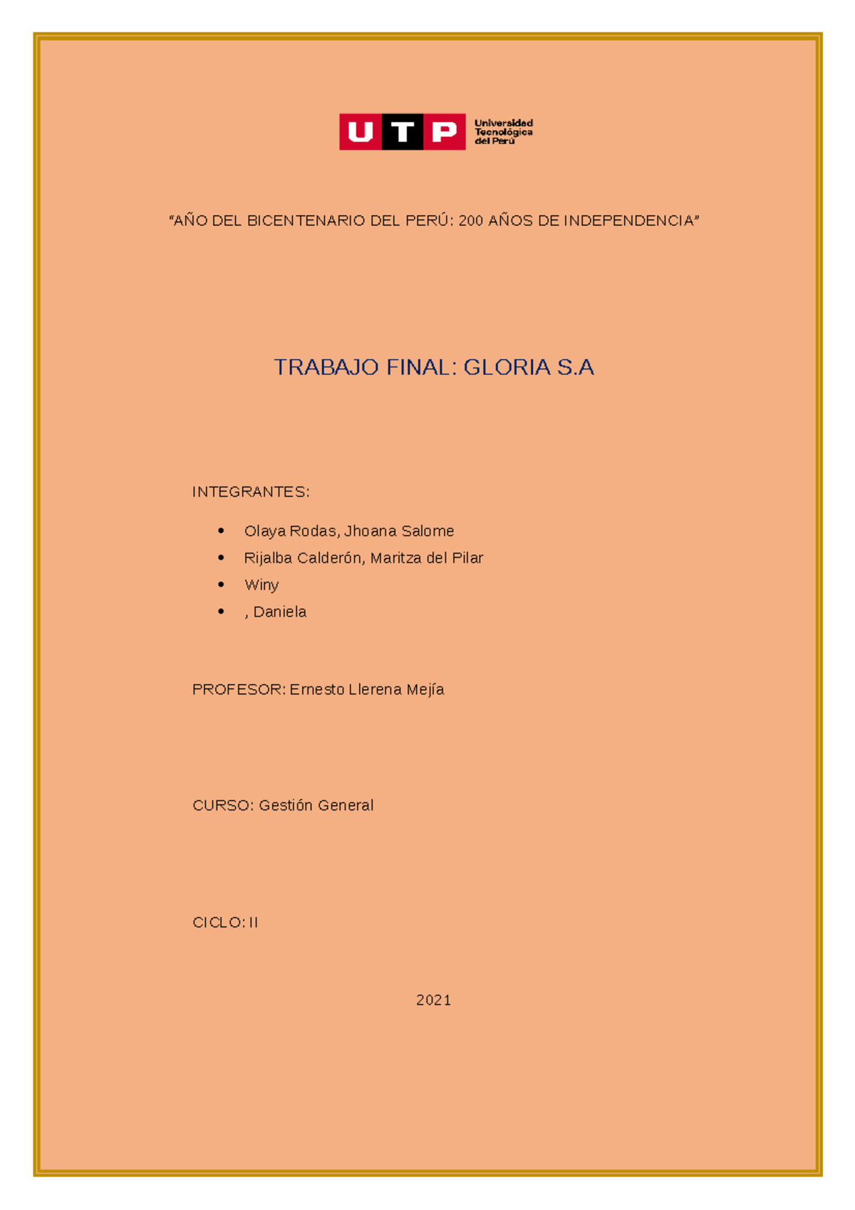 Trabajo Final (1) L - “AÑO DEL BICENTENARIO DEL PERÚ: 200 AÑOS DE ...