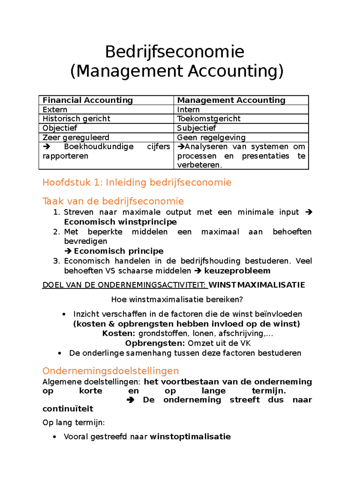 Samenvatting BECO (both) - Bedrijfseconomie (Management Accounting ...