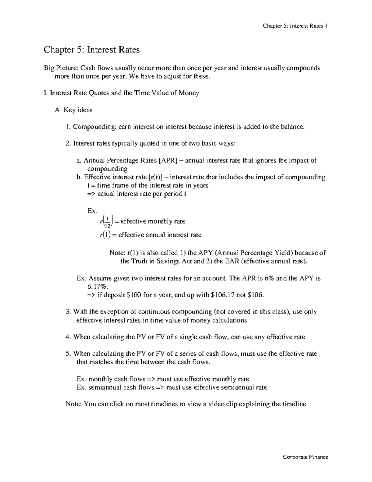 Ch05 time value of money - Chapter 5: Interest Rates Big Picture: Cash ...