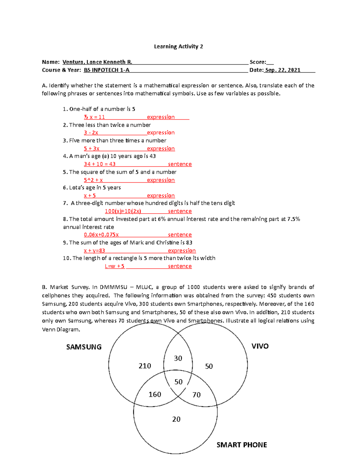 Leaning Activity 2 MATH Learning Activity 2 Name Ventura, Lance