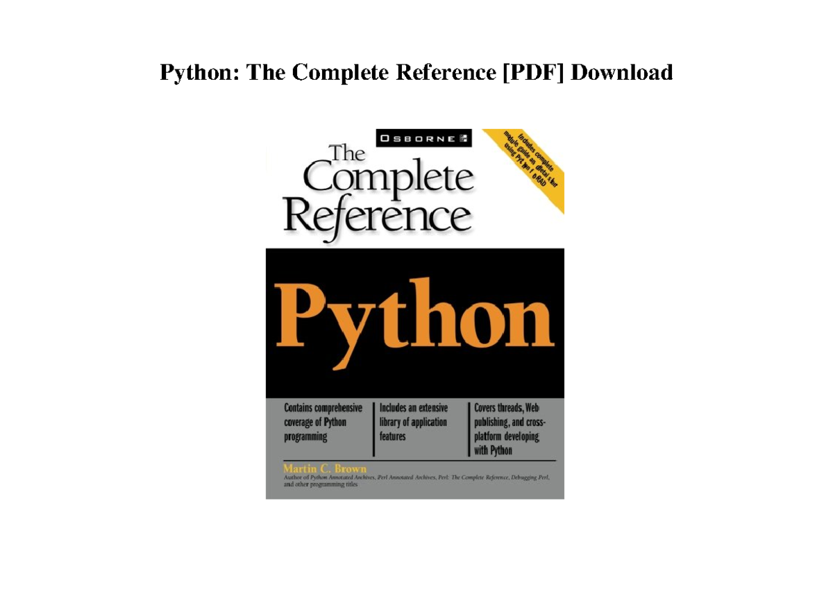 428066278 Python the Complete Reference Martin C Brown - B.Tech ...