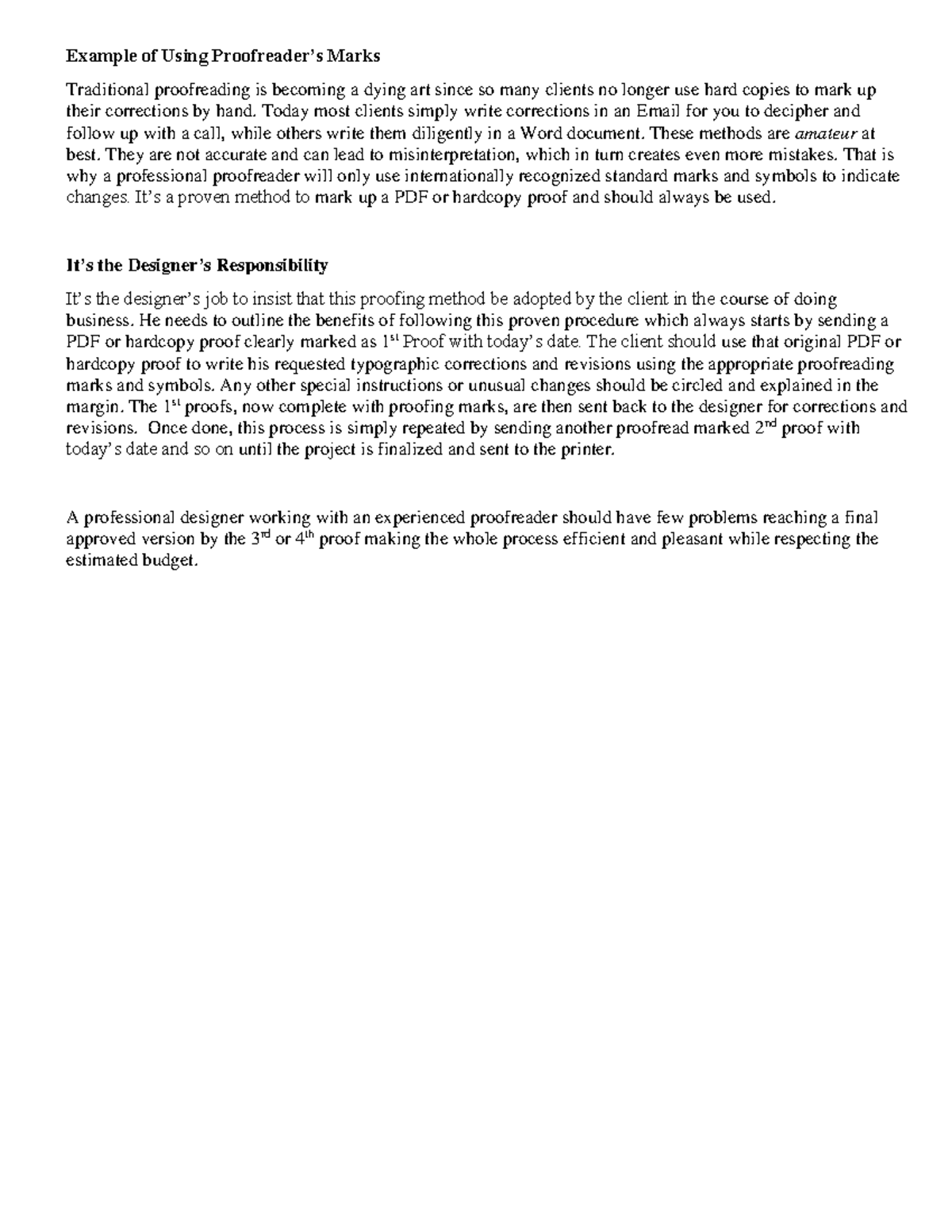 Proofread - none - Example of Using Proofreader’s Marks Traditional ...