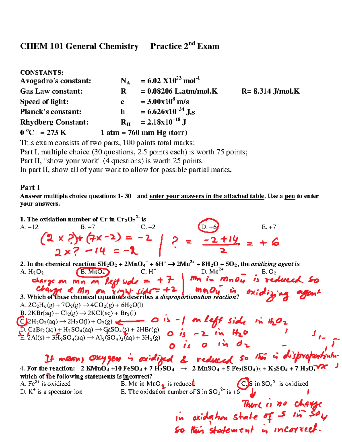 2-MT2 - Handwritten Solution Ch4.2 to Ch7 No Quantum Numbers - CHEM 101 ...
