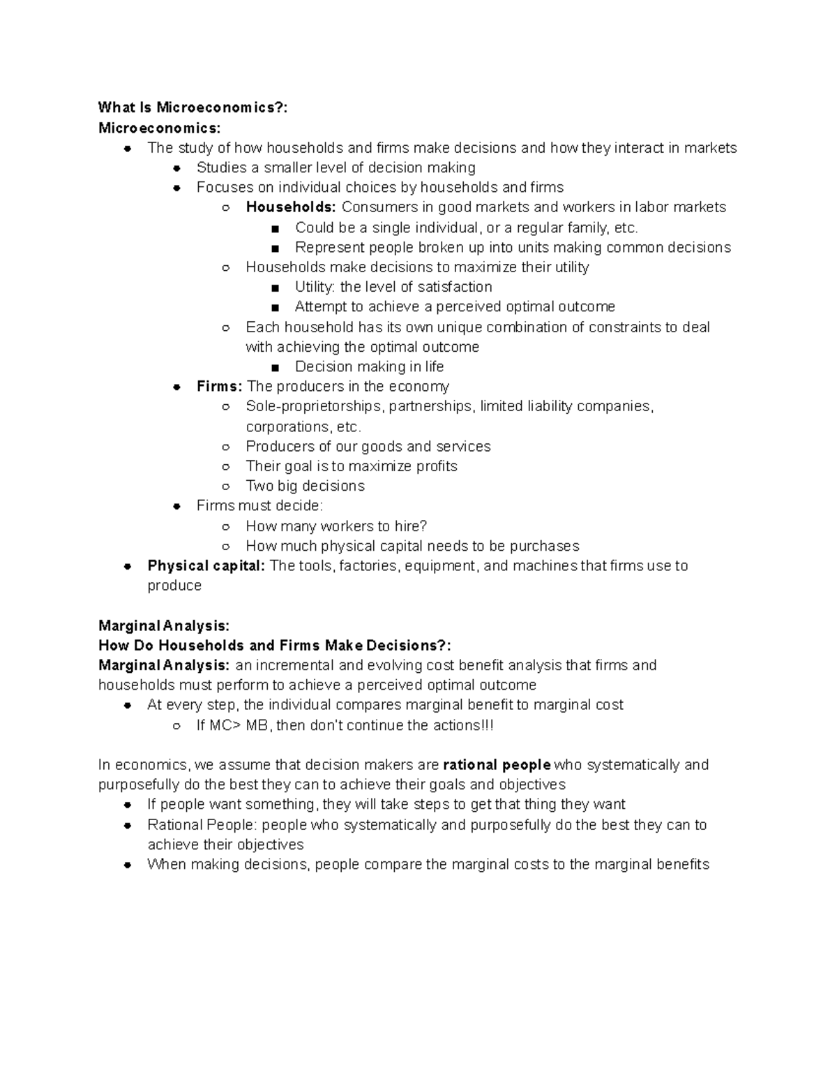 ECON 100 Unit 1 Part 3 Notes - What Is Microeconomics?: Microeconomics ...