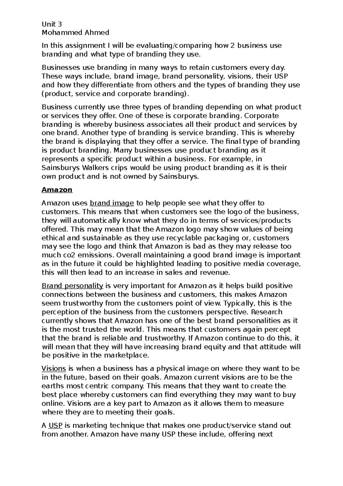 Unit 3 Assignment 1 - Pass level - Mohammed Ahmed In this assignment I ...