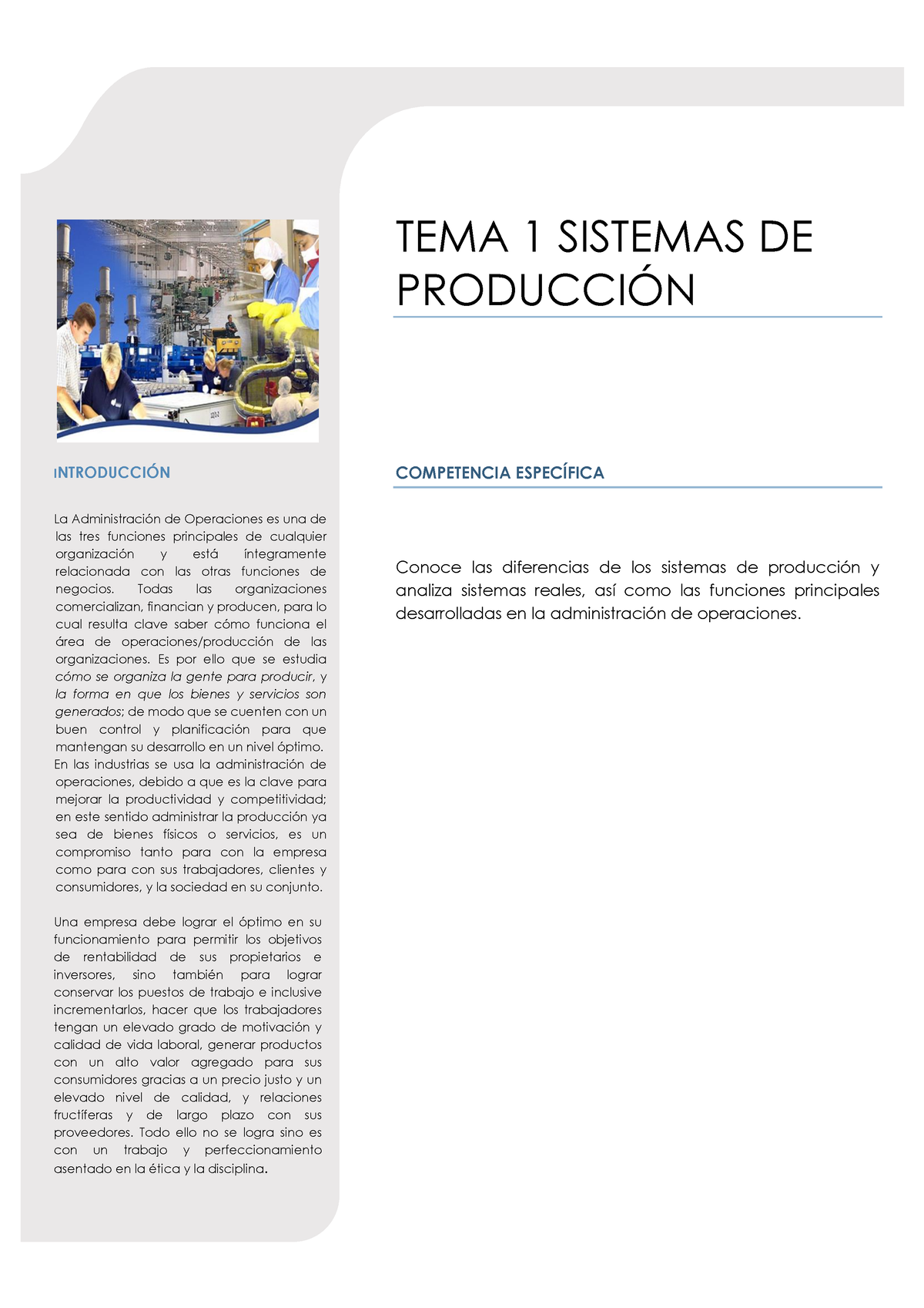 T1 Sistemas De Produccion - TEMA 1 SISTEMAS DE PRODUCCI”N INTRODUCCI”N ...