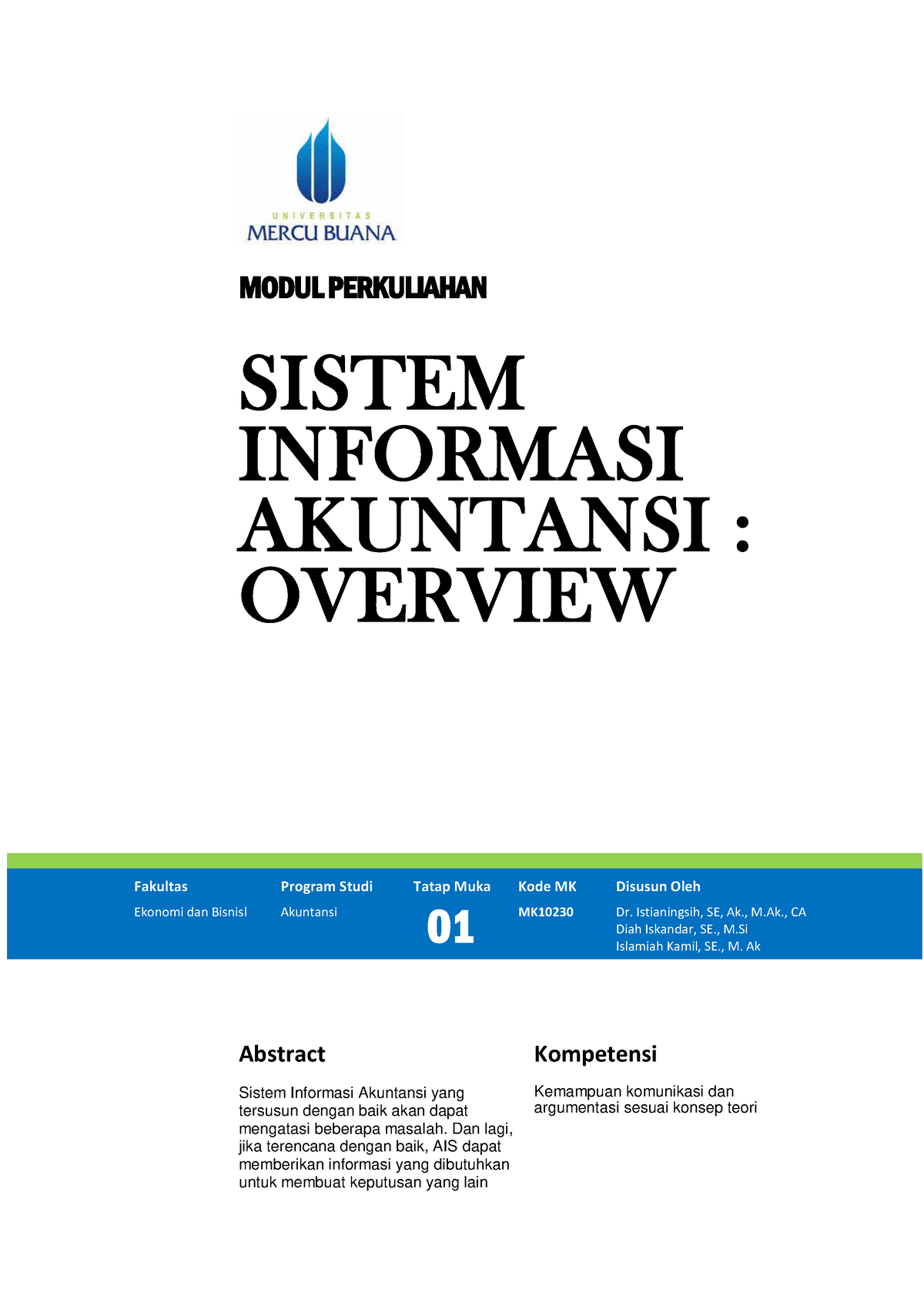 Modul 01 Sistem Informasi Akuntansi Overview - MODUL PERKULIAHAN SISTEM ...