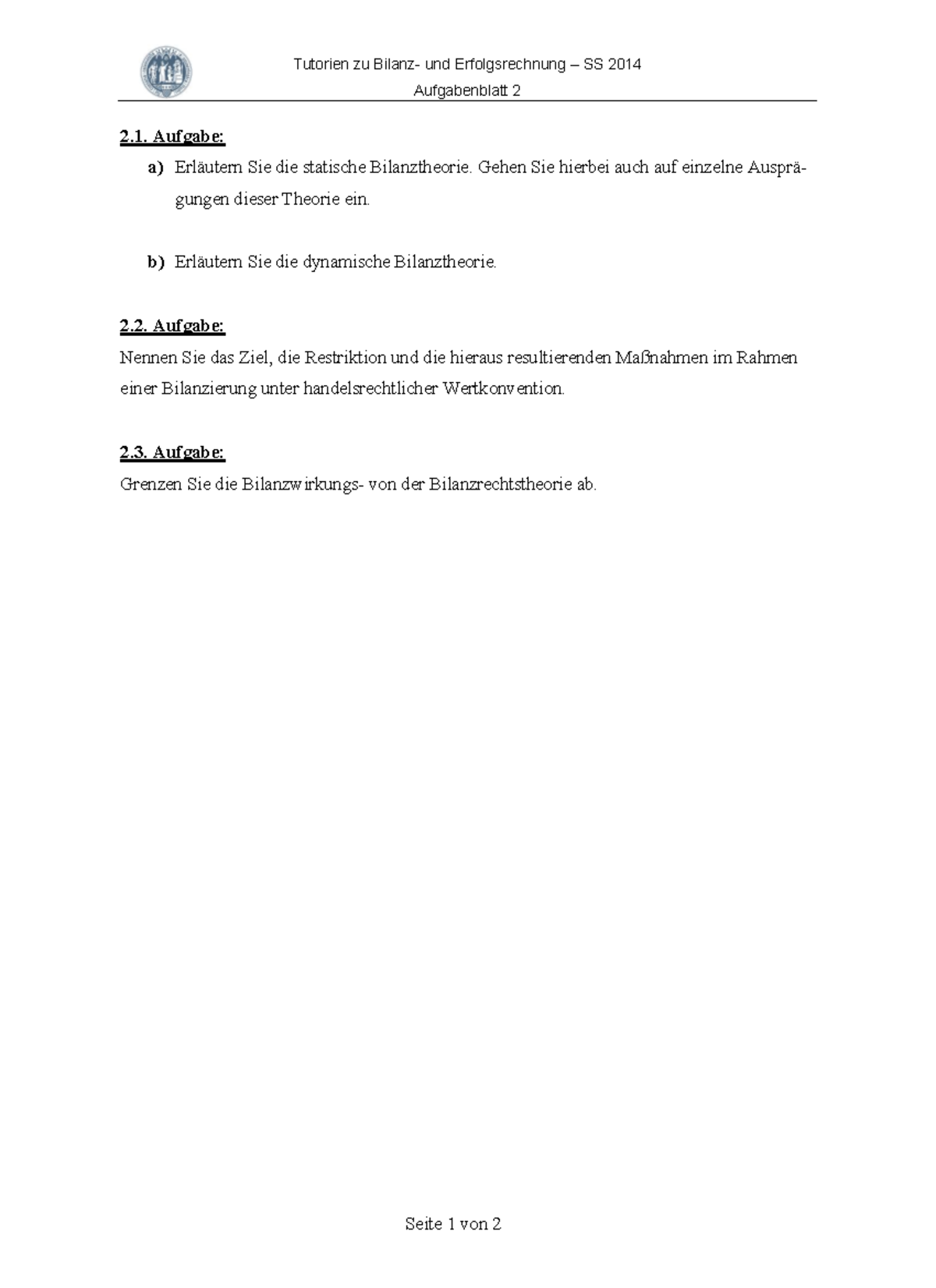 Bilanz Und Erfolgsrechnung Tutorium 2 01512 Uni Koeln Studocu