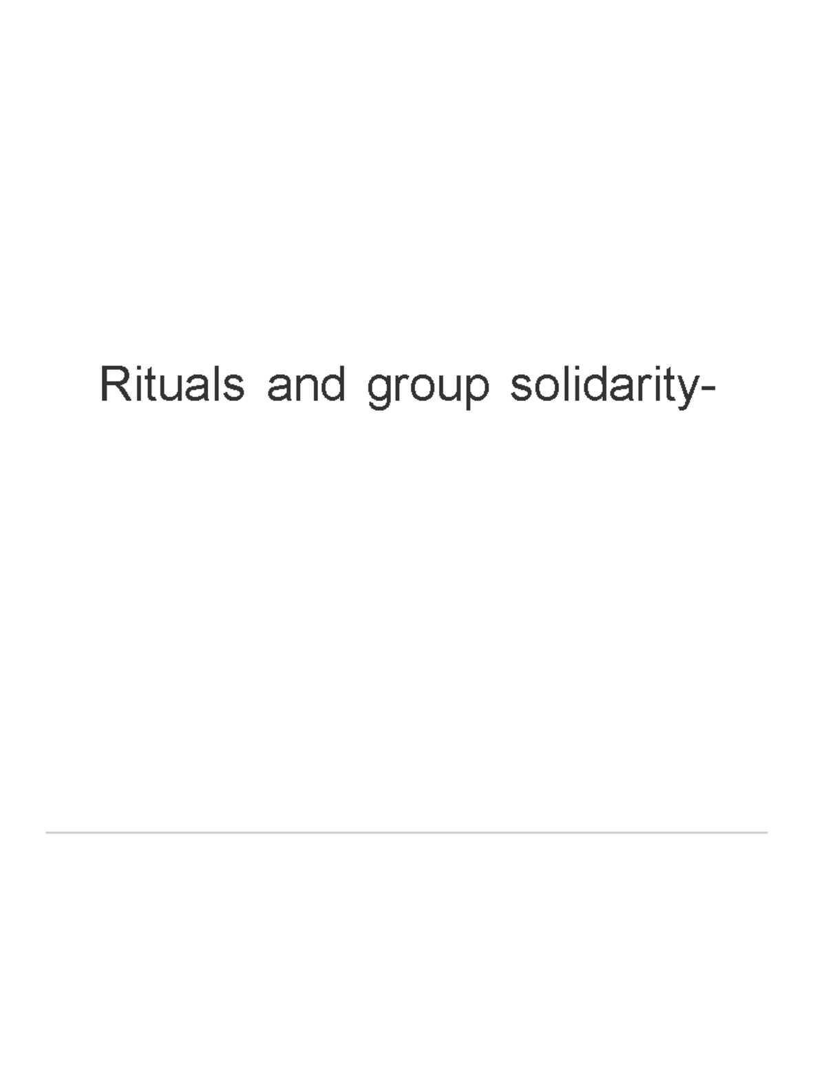 Assessment task 2 - Rituals and group solidarity- Assignment 2: Rituals ...