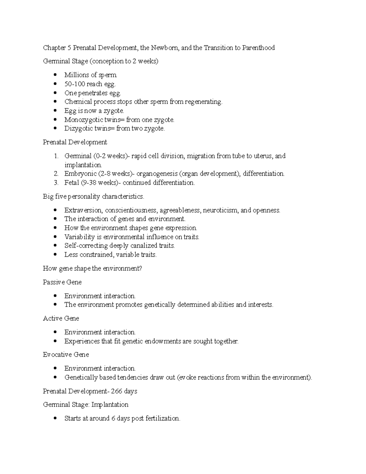 Chapter 5 Prenatal Development,the Newborn, and the Transition to ...