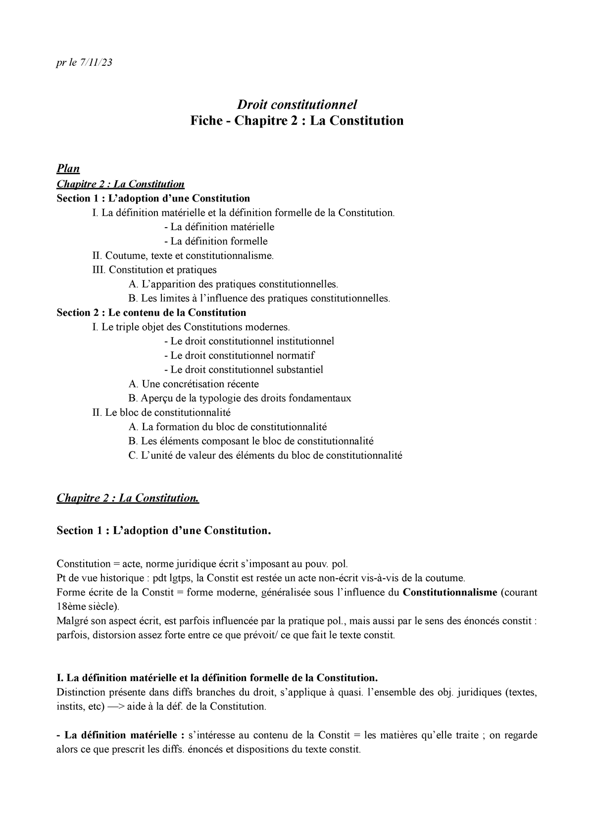 la constitution plan dissertation