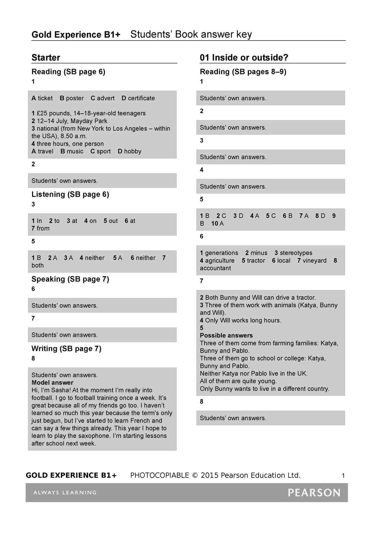 B1plus-sb-answer-key-updated Compress - Starter Reading (SB Page 6) 1 A ...