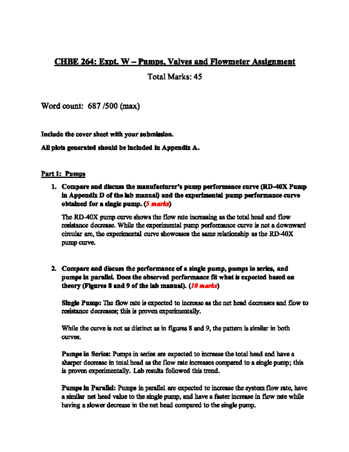 Experiment W Lab Report - CHBE 264 - Studocu