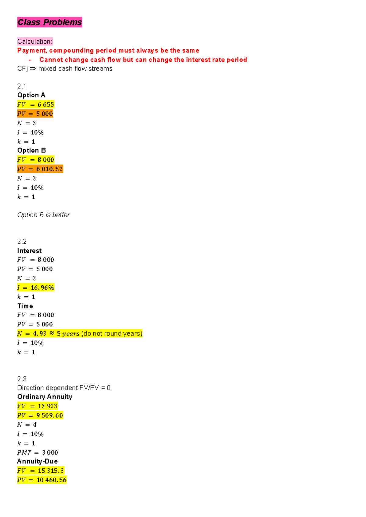 Financial management 332 Component 2 Electronic problems - Class ...