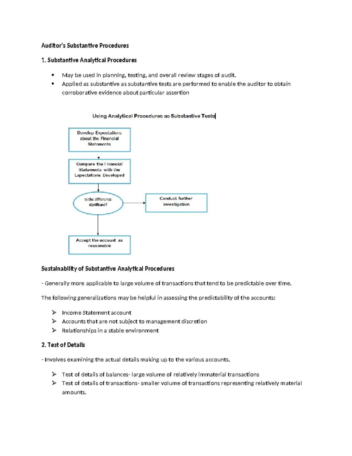 Chapter 8- Performing Substantive Tests - Auditor’s Substantive ...