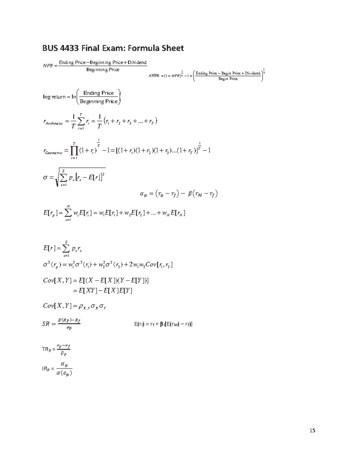 Formula Cheat Sheet Warning Tt Undefined Function 22 Studocu Formula Cheat Sheet Warning Tt Undefined Function 22 Studocu