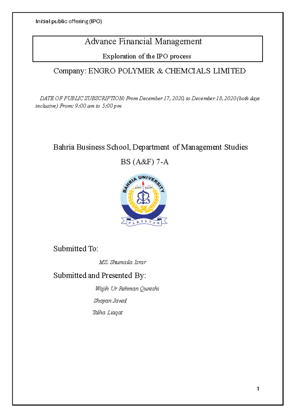 IPO-initial public offering -Engropolymer - Advance Financial ...