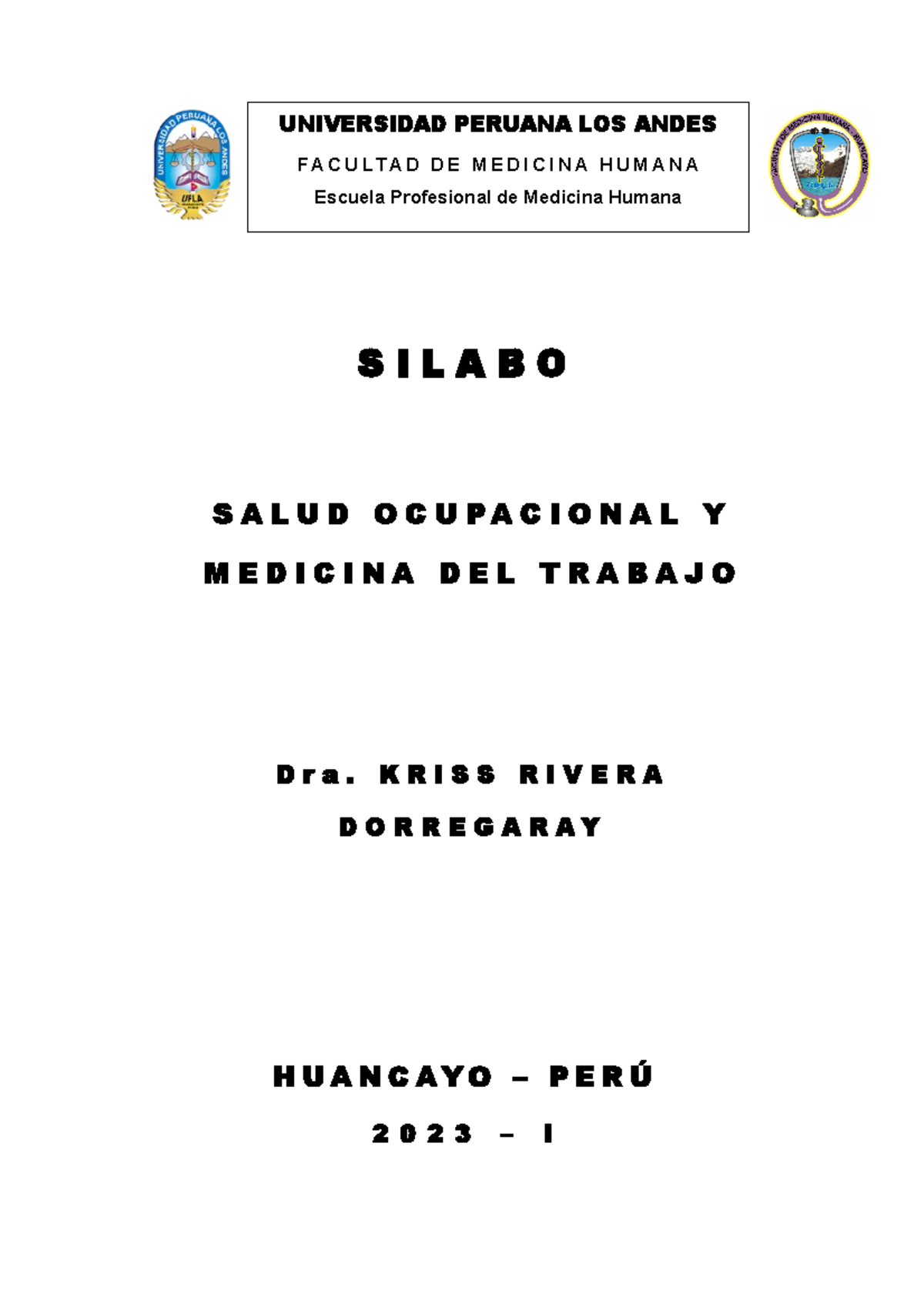 Silabo S O 2023 I S O 2023 I S I L A B O S A L U D O C U P A C I