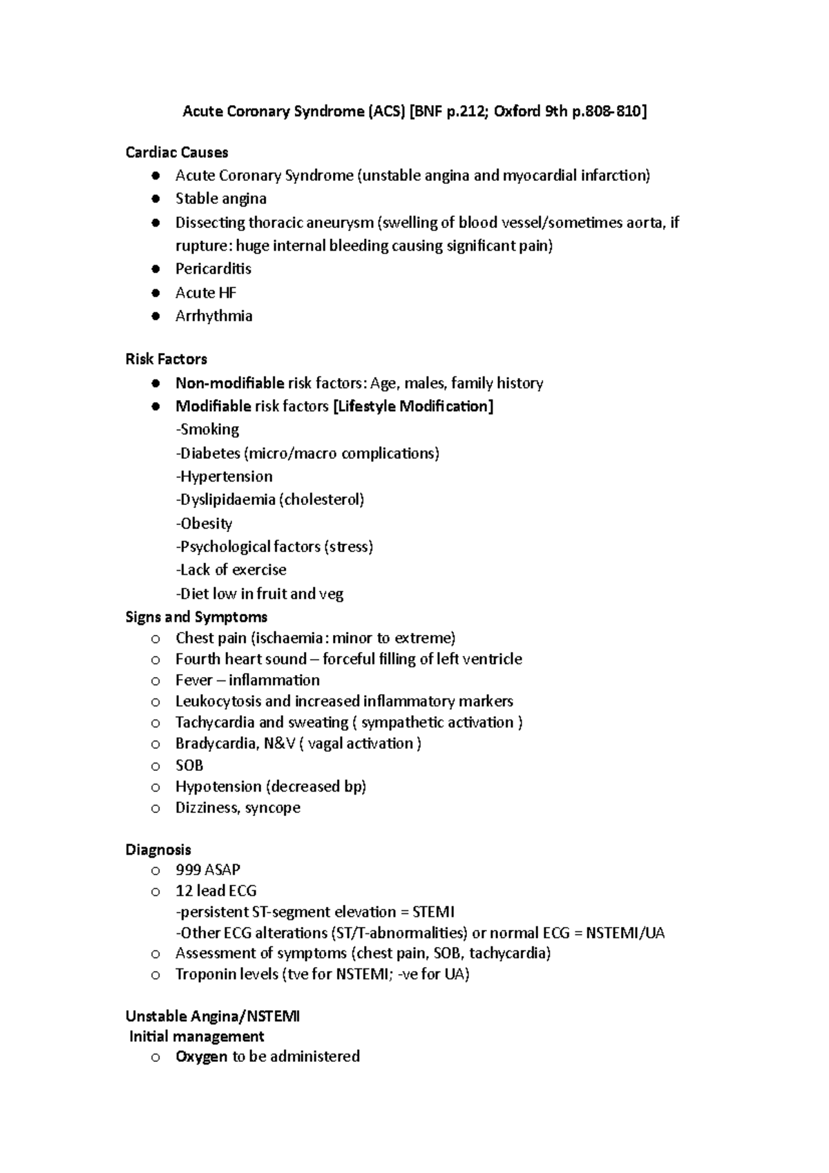 ACS Summaries and revision note base on lecture note in MPHM13