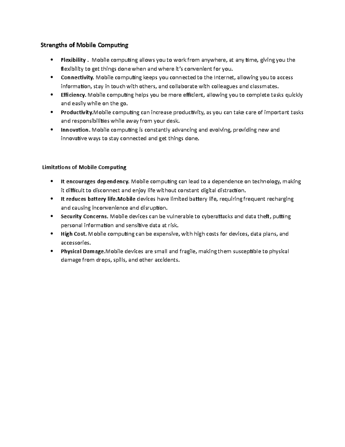 Limitations Of Mobile Computing - Strengths Of Mobile Computing 