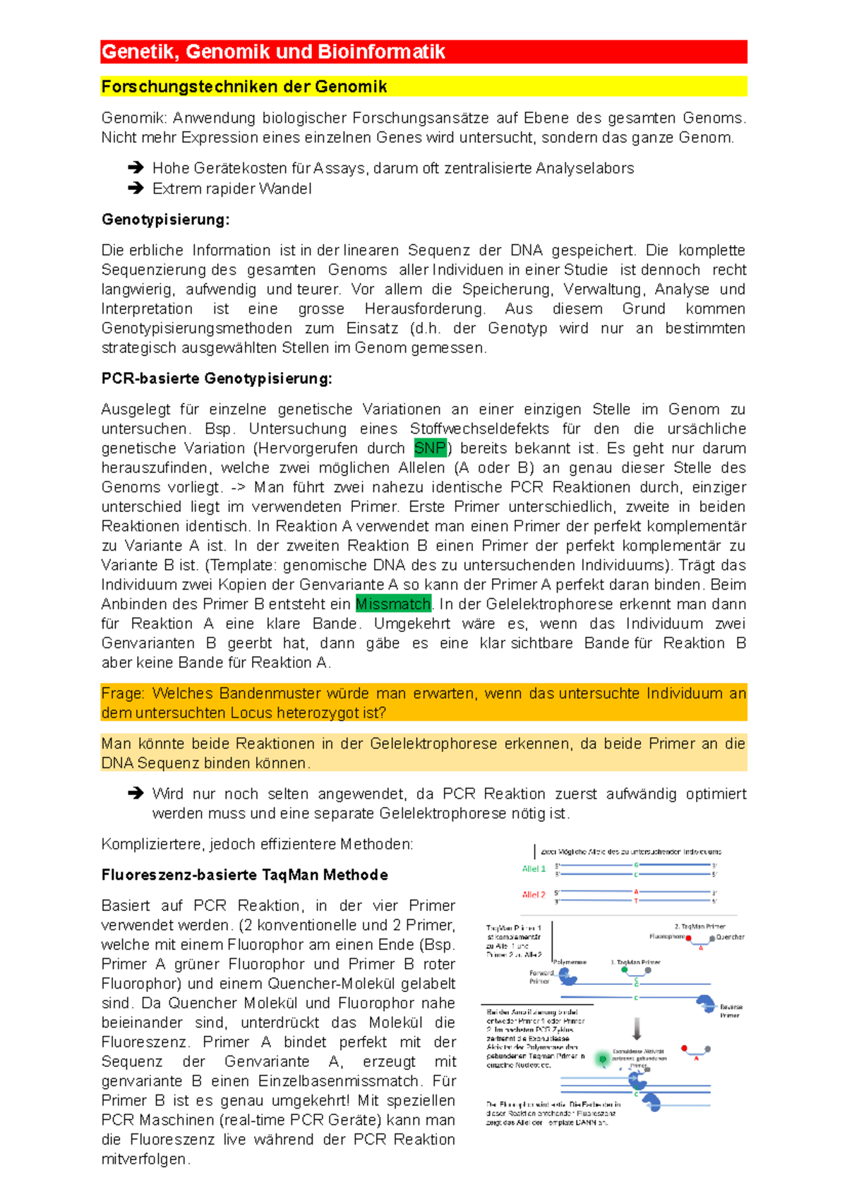 Zusammenfassung Genetik - Genetik, Genomik und Bioinformatik ...