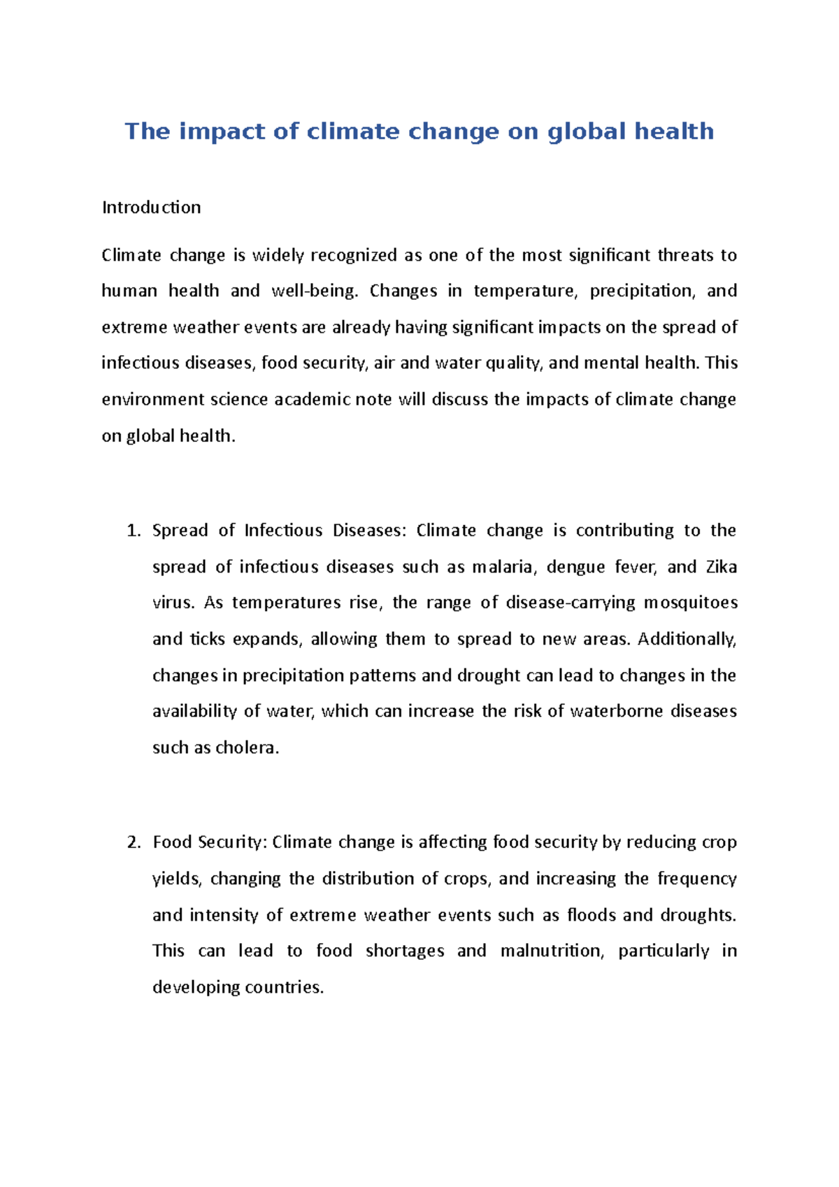 The impact of climate change on global health - The impact of climate ...