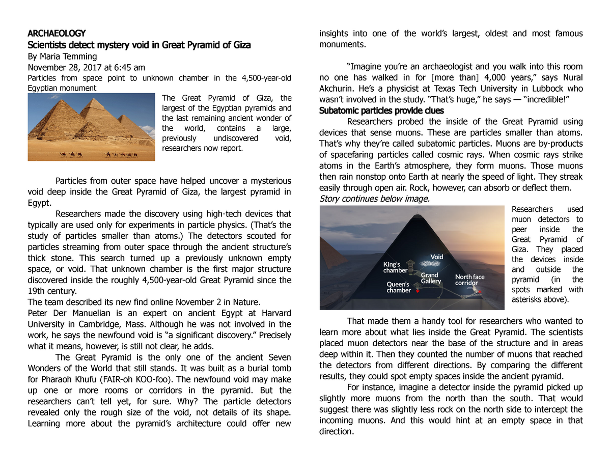 Reading-1 Pyramid of Giza - ARCHAEOLOGY Scientists detect mystery void ...