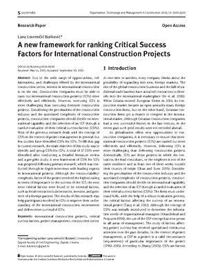 Construction A framework for success factors - Critical Success Factors ...