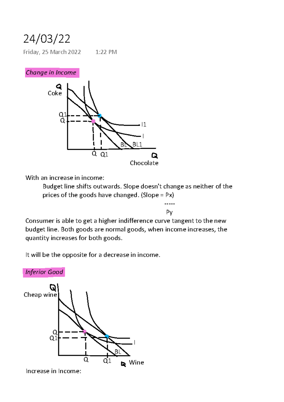 Changes Of Price And Income - Change In Income I Bl Chocolate Coke Q Q 