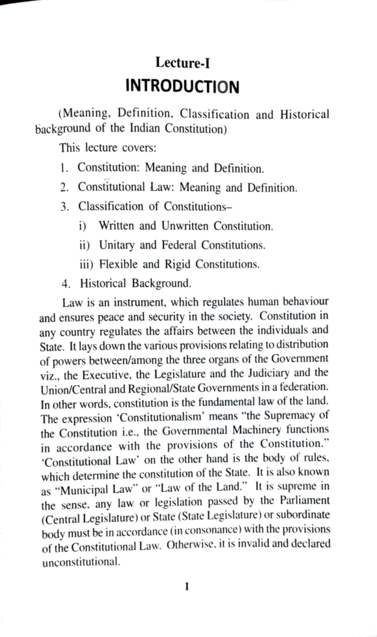 Constitution Unit 1 I And Ii Lecture I Introducti On Meaning Constitution Unit 1 I And Ii Lecture I Introducti On Meaning