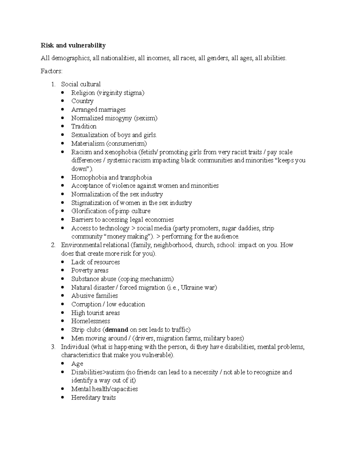 8 29 Lecture Notes Risks And Vulnerability To Sex And Labor