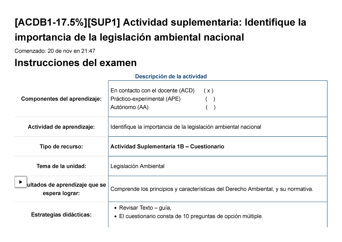 Examen [ACDB 1-17.5 ][SUP 1] Actividad Suplementaria Identifique La ...